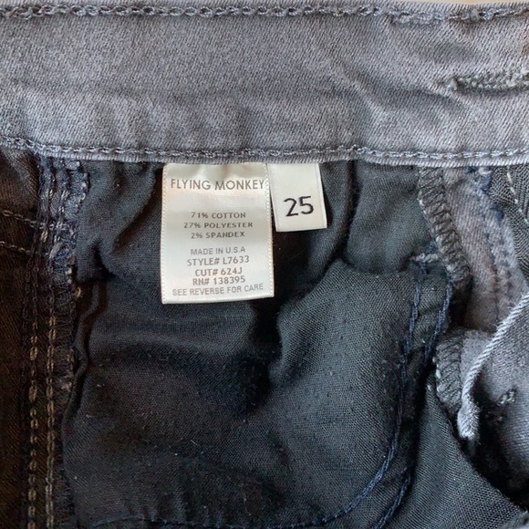 Flying Monkey Gray and Black Color Block Stretchy Jeans Size 25 - Picture 10 of 12